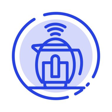 Çay, Demlik, Servis, Teknoloji Mavi Noktalı Çizgi Hattı Simgesi