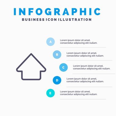 Ok, Yukarı, Upload Line simgesi ile 5 adımlı sunum infographi