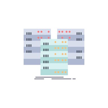 Merkez, merkez, veri, veritabanı, sunucu Düz Renk Simgesi Vektör