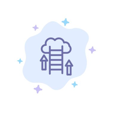 Bulut, İndir, Yükle, Veri, Server Blue Icon on Abstract Clou