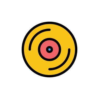 Cd, Dvd, Studio Flat Renk Simgesi. Vektör simgesi afiş Şablonu