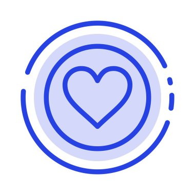 Aşk, Kalp, Favori, Crack Mavi Noktalı Çizgi Simgesi