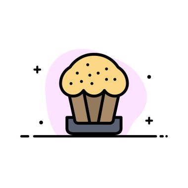 Kek, Fincan, Gıda, Paskalya İş Düz Hat Dolu Simge Vektör B