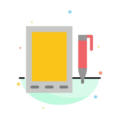 Mobil, Hücre, Kalem, Tasarım Soyut Düz Renk Simgesi Şablonu