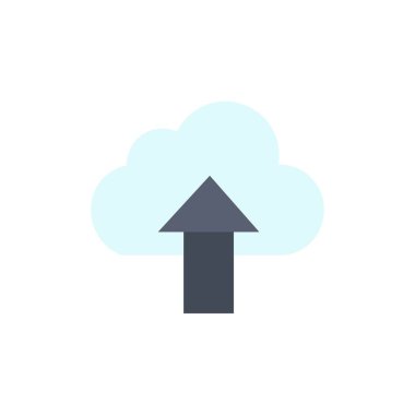 Ok, Yükleme, Yukarı, Bulut Düz Renk Simgesi. Vektör simgesi afiş Te