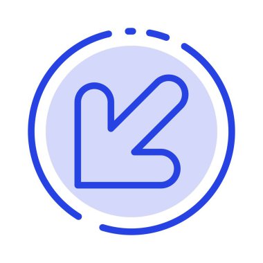 Ok, , Aşağı, Sol Mavi Noktalı Çizgi Simgesi