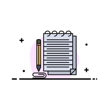 Not Defteri, Not Defteri, Pad, Roman İş Düz Çizgi Dolu Simge Ve