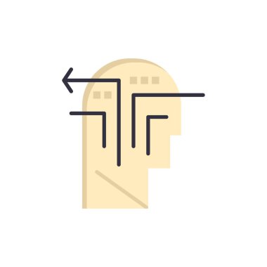 Strateji, Düşünme, Zihin, Baş Düz Renk Simgesi. Vektör simgesi yasağı