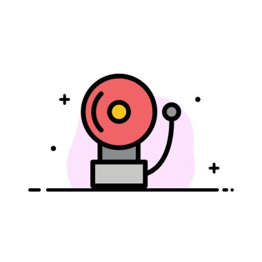 Alarm, Bell, Okul İş Düz Hat Dolu Simge Vektör Banne