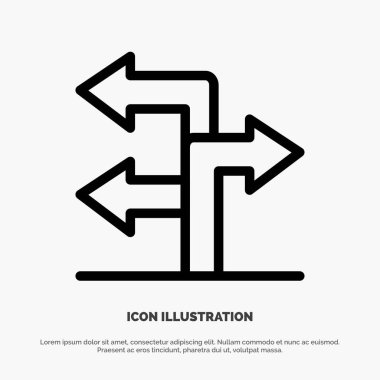 Ok, Yön, Navigasyon Hattı Simge Vektörü