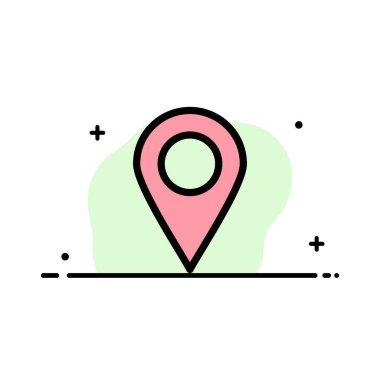 Konum, İşaretçi, Pin İş Düz Çizgi Dolu Simge Vektör Yasağı