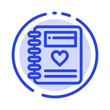 Notebook, Aşk, Kalp, Düğün Mavi Noktalı Çizgi Simgesi