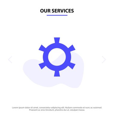 Hizmetlerimiz Dişli, Dişli, Katı Glyph Icon Web kartı Templa Ayarı