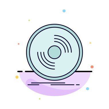 Disk, dj, fonograf, kayıt, vinil Düz Renk Simge Vektör