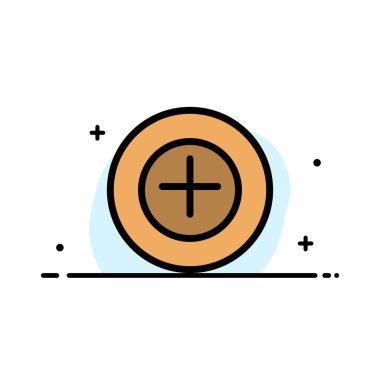 Ekle, Daha Fazla, Artı İş Düz Çizgi Dolu Simge Vektör Banner Te