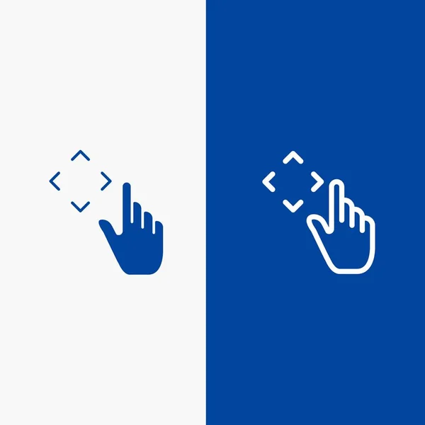 Δάχτυλο, επάνω, χειρονομίες, μετακίνηση γραμμής και γλύφου συμπαγές εικονίδιο μπλε πανό — Διανυσματικό Αρχείο