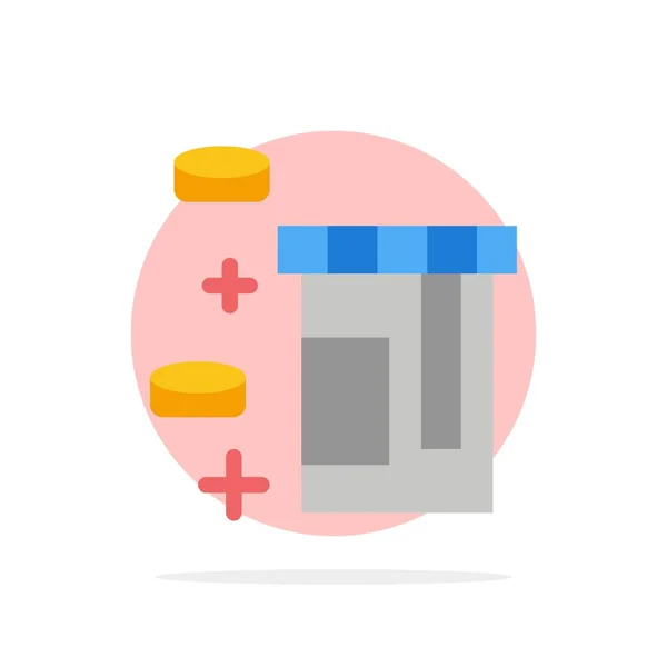 Tableta, Botella, Cuidado de la salud Resumen Circulo Fondo Color plano — Archivo Imágenes Vectoriales