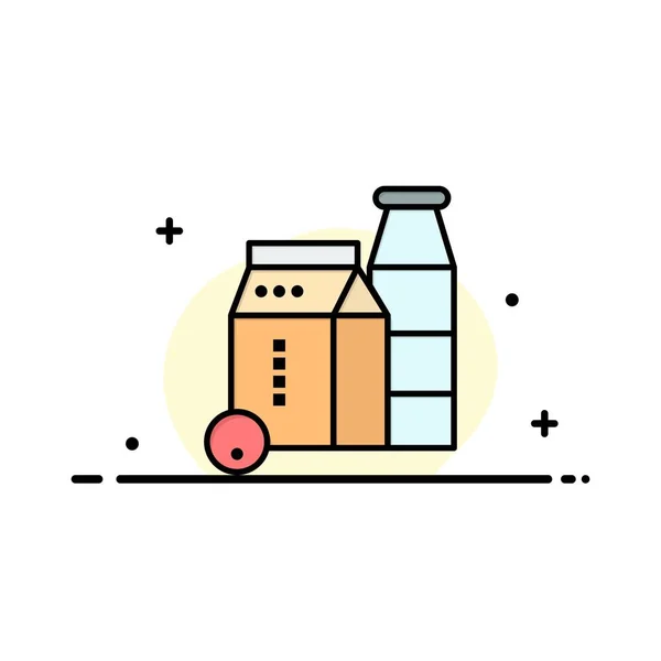 Leche, Caja, Botella, Negocios de Compras Línea Plana Llena Icono Vect — Vector de stock