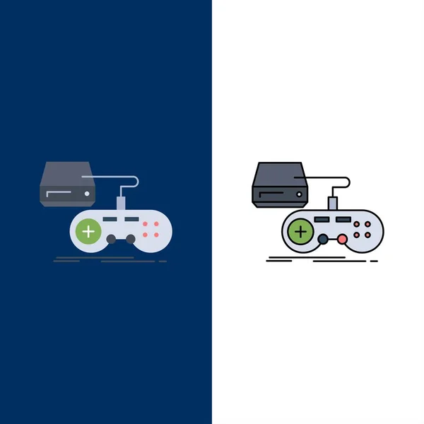 Κονσόλα, παιχνίδι, gaming, PlayStation, Παίξτε επίπεδη χρώμα εικονίδιο διάνυσμα — Διανυσματικό Αρχείο
