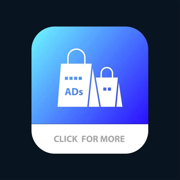 Werbung, Tasche, Geldbörse, Shopping-Anzeige, Shopping-App-Taste — Stockvektor