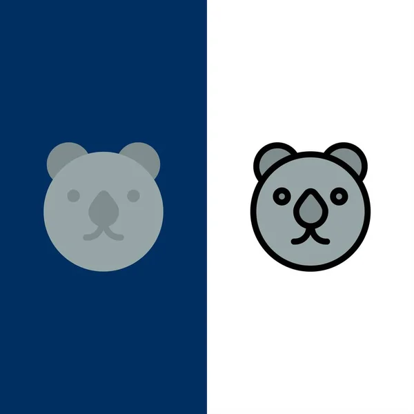 熊， 头， 捕食者图标.平面和线填充图标集 Vecto — 图库矢量图片