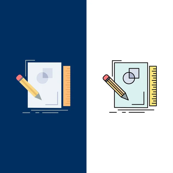 Croquis, croquis, conception, dessin, géométrie Flat Color Icon Vector — Image vectorielle