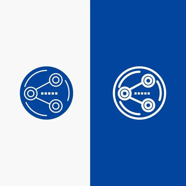 Share, sharing, social, media line und glyph solid icon blue ban — Stockvektor