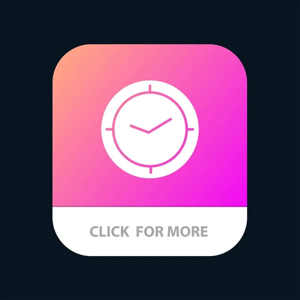Horloge, Heure, Minuterie, Bouton de l'application mobile Horloge. Android et IOS Gly — Image vectorielle
