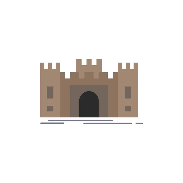 Castello, difesa, forte, fortezza, punto di riferimento Flat Color Icon Vector — Vettoriale Stock