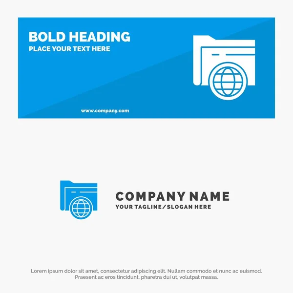 Carpeta, Almacenamiento, Fie, Globe SOlid Icon Website Banner y Busine — Vector de stock