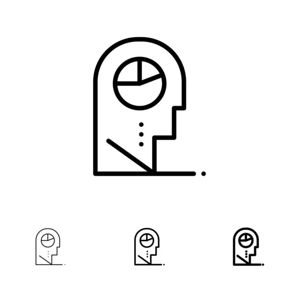 Uomo, Profilo, Uomo, Cappello Grassetto e sottile linea nera set di icone — Vettoriale Stock