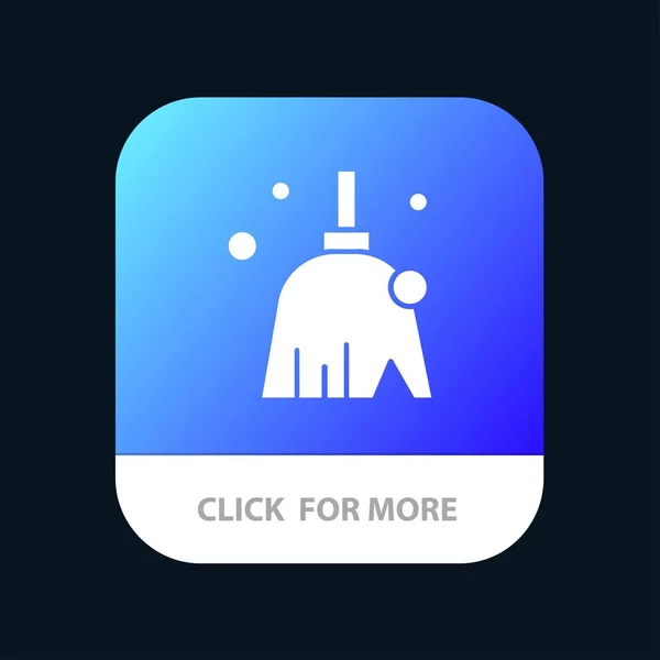 Bezem, schoon, schoonmaken, sweep mobiele app-knop. Android en IOS — Stockvector