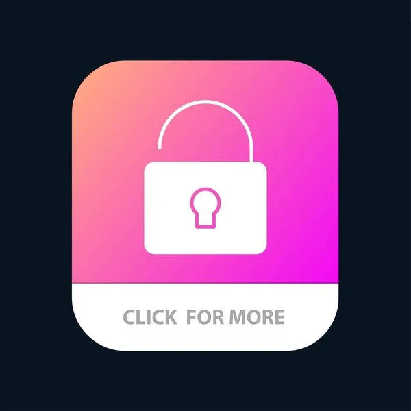Кнопка Unlock, Lock, Security Mobile App. Android и IOS Glyph — стоковый вектор