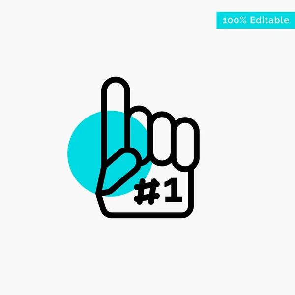Fanatic, Finger, Foam, Sport turquoise highlight circle point Ve — Stock Vector