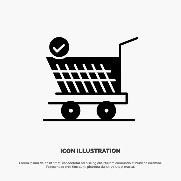 Trolley, Retail, Shopping, Cart Solid Black Glyph Icon — Stock Vector