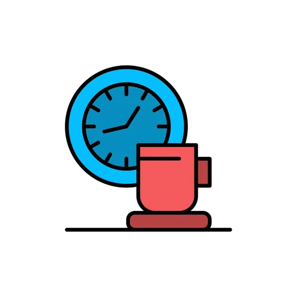 Coffee, Break, Cup, Time, Event  Flat Color Icon. Vector icon ba — Stock Vector