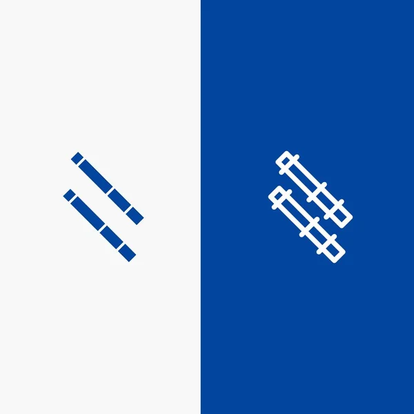 Бамбук, стейк-лайн и глиф-иконка Blue Banner Line и Gly — стоковый вектор