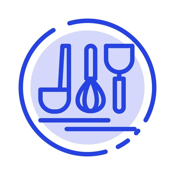 Cutlery, Hotel, Service, Travel Blue Dotted Line Line Icon — Stock Vector