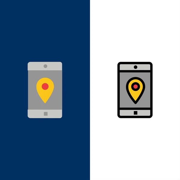 Aplikacja, komórka, aplikacja mobilna, lokalizacja, ikony mapy. F — Wektor stockowy