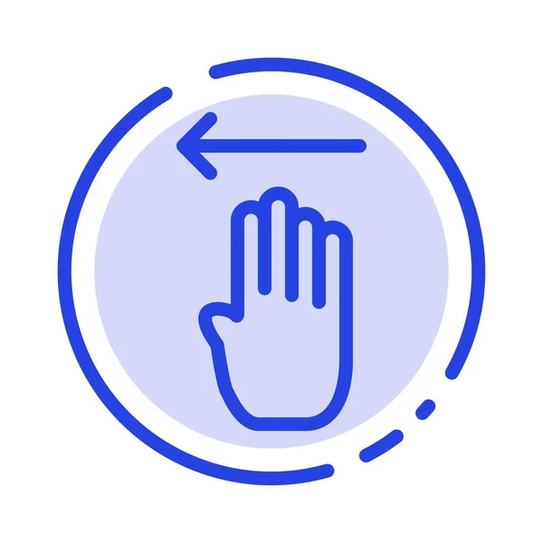 Finger, Four, Gesture, Left Blue Dotted Line Icon — стоковый вектор