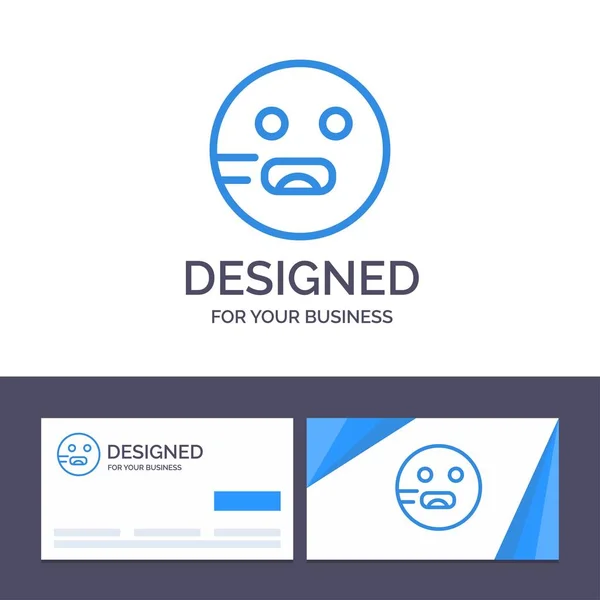Tarjeta de visita creativa y plantilla de logotipo Emojis, Emoticon, Hungr — Vector de stock