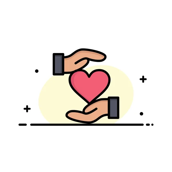 Herz, geben, Hand, Favorit, Liebe Business-Logo-Vorlage. flaches c — Stockvektor