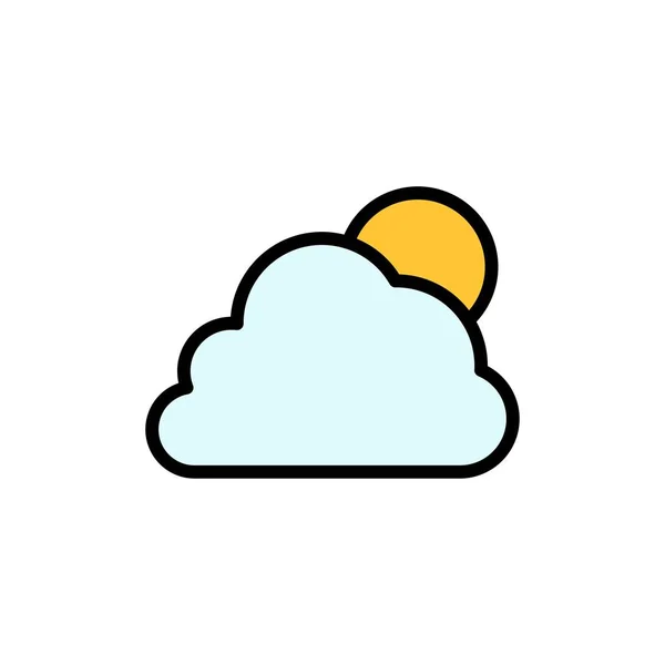 Sky, Cloud, Sun, Cloudy  Flat Color Icon. Vector icon banner Tem — Stock Vector