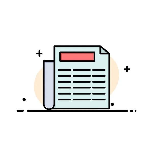 Nachrichten, Papier, Dokument-Business-Logo-Vorlage. flache Farbe — Stockvektor