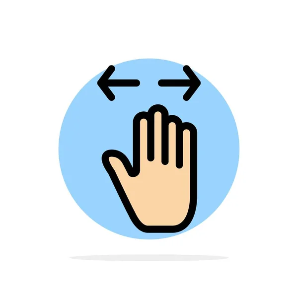 Hand, Geste, links, rechts, Vergrößern des abstrakten Kreishintergrunds — Stockvektor