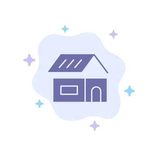 Bauen, bauen, bauen, Haus blaues Symbol auf abstrakter Wolke — Stockvektor