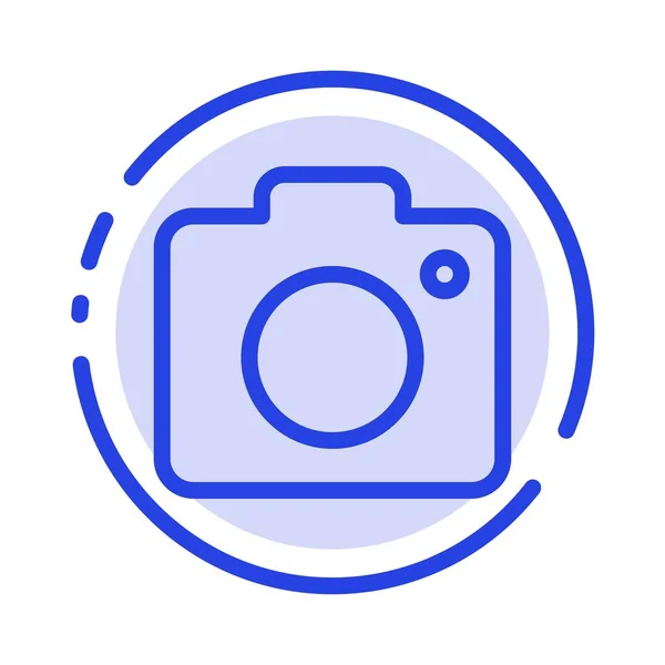 Máquina fotográfica, Imagem, Foto, Imagem Blue Dotted Line Icon — Vetor de Stock