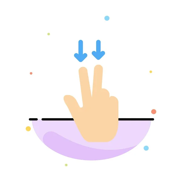 Fingers, Gesture,, Down Abstract Flat Color Icon Template — стоковый вектор