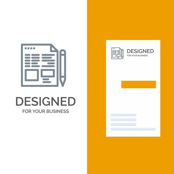 Αρχείο, κείμενο, μολύβι, εκπαίδευση γκρι σχέδιο λογότυπου και επαγγελματική κάρτα — Διανυσματικό Αρχείο