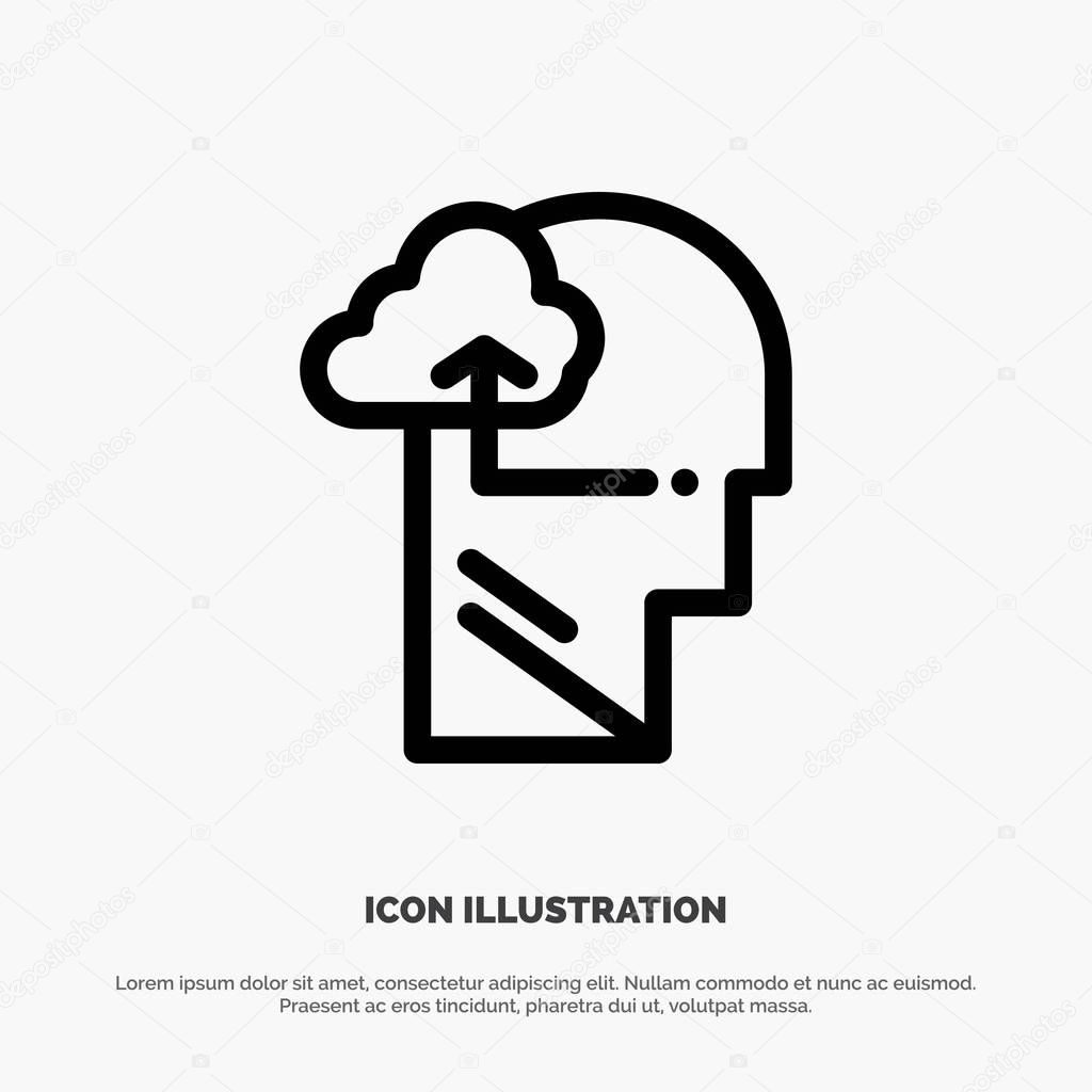 Experience, Gain, Mind, Head Line Icon Vector